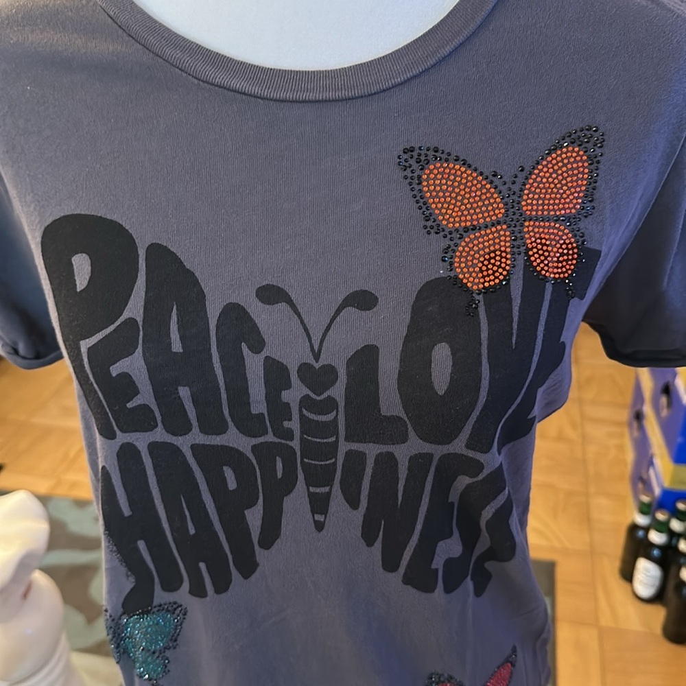 Lauren Moshi grey tee shirt with crystal stones - Picture 2 of 3